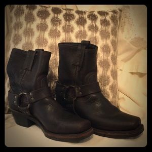 Brown, short engineer boots